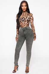 Slow It Down High Rise Skinny Jeans - Olive